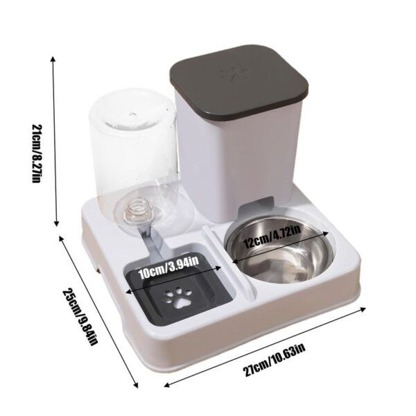 Automatic Cat Feeder Water Dispenser Set 2 In 1 Tilted Automatic Pet Food And Water Feeder Food Feeder And Waterer - Image 6