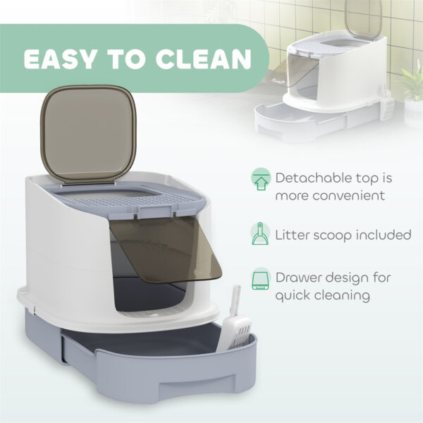 Enclosed Cat Litter Box: Suitable for Cats Under 10 Lbs, Privacy Protection + Dual Odor-Eliminating Bags to Reduce Smells - Image 2