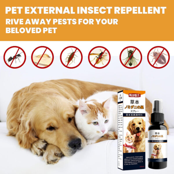 100ml Pet Anti Flea Tick Agent Spray for cat dogs Vitro Drops Extracorporeal Pet Deworming Skin Cleaning Spray for Lice Ticks - Image 2
