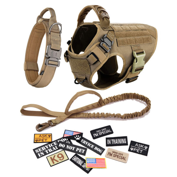 Dog Harness Leash Collar Patches Set for Medium Large Dogs Military Pet Vest Adjustable Tactical Dog Harnesses Training Walking - Image 8