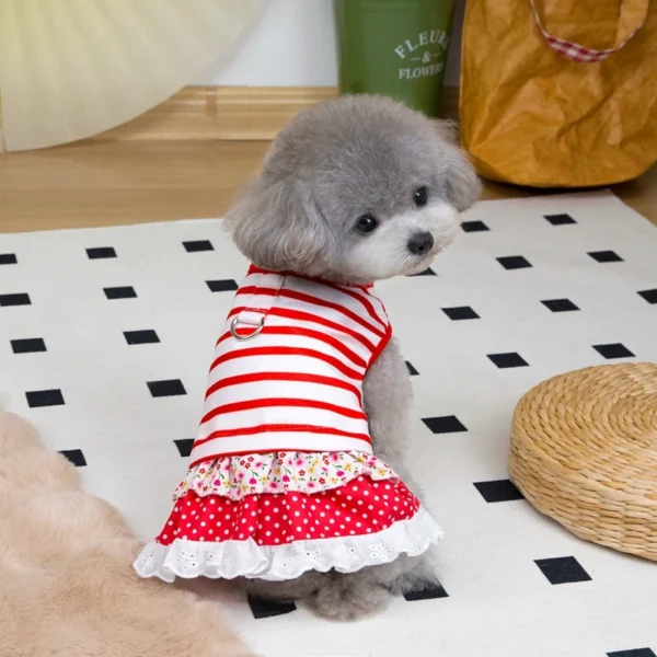 Summer Cute Dot Cat Dress Pet Costumes Chihuahua ClothesLace Puppy Princess Dress  Striped Pet Dog Dresses Dog Clothes - Image 3
