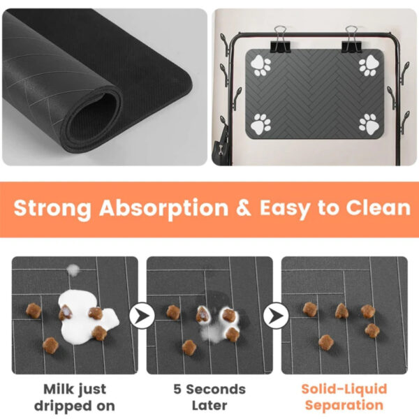 Pet Feeding Dropshipping Pet Placemat for Food and Water Bowl, with Waterproof Rubber Backing, Quick Dry Water Mat for Dog Cat - Image 4