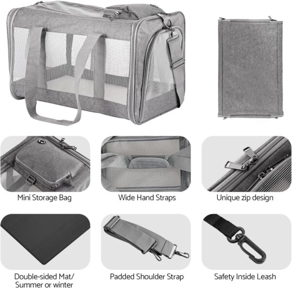 Airline Approved Pet Carrier for Cats Dogs Soft Travel Bag with Breathable Honeycomb Board,Removable Support Board for Vet - Image 2