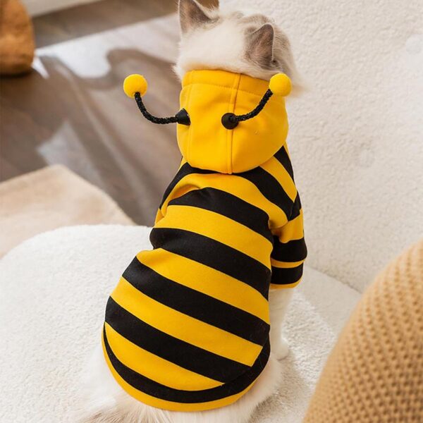 Cat Bee Costume Soft Cat Holiday Cosplay Warm Clothes Pet Bee Halloween Hoodies Autumn Winter Warmth Clothes for Pet Accessories - Image 5