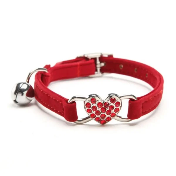 Safety Heart Bell Cat Collar Elastic Adjustable Adjustable Colored Diamonds Cat Collar With Bell Soft Dog Necklace Photo Props - Image 9