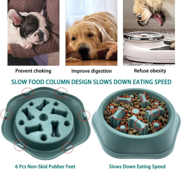 Slow Feeder Dog Bowl Anti-choking Slow Feeding Bowls for Dogs Anti-slip Pet Slow Eat Dishes Puzzle Bowls for Small Medium Dogs - Image 4