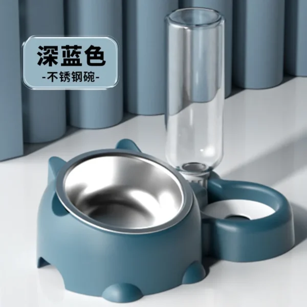 Cat Food And Water Bowl Set Adjustable Tilted Food Water Bowl Automatic Water Dispenser Bottle No Spill Pet Feeder For Cats Dogs - Image 8