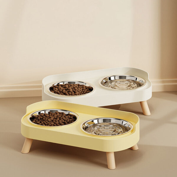 Cat Bowl Double Bowl Set - Anti-Spill Anti-Tip Pet Food Bowl & Water Bowl | Non-Slip Base Cute Cat Feeding Bowls Pet - Image 2