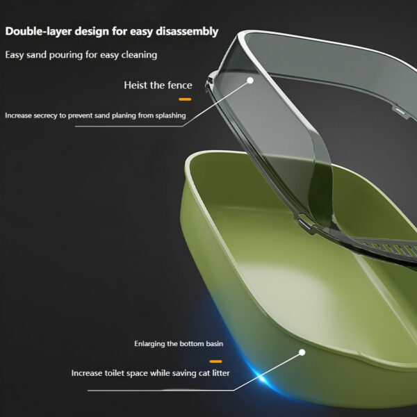 Cats Sandbox Cat Toilet Large Capacity Open Cat Litter Box Plastic Anti-Splash Cats Toilet Bedpan Cleaning Bath Basin Supplies - Image 3