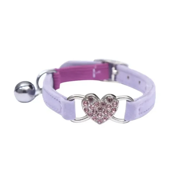 Safety Heart Bell Cat Collar Elastic Adjustable Adjustable Colored Diamonds Cat Collar With Bell Soft Dog Necklace Photo Props - Image 10