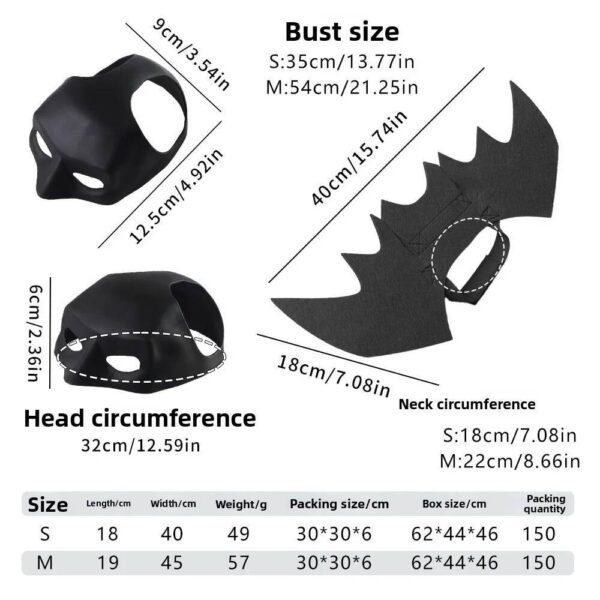 Halloween Pet Black Bat Costume Set with Mask Wing for Cats Dogs Creative Cosplay Cat Dog Halloween Party Pet Supplies - Image 4