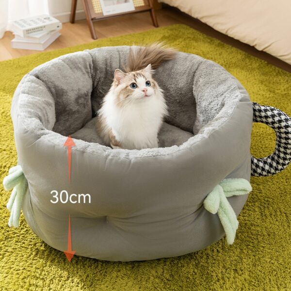 Warmming Pet Cat Nest Cup Shaped Sleeping Bed for Pet Product Winter Pet Plush Nest Cat Dog Bed Bedside Pet Bed Pet Supplies - Image 2