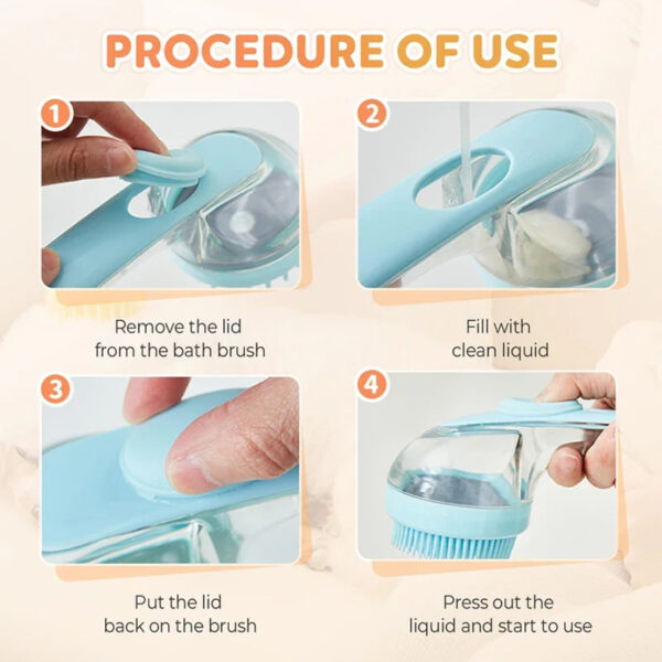 Long Handle Pet Bath Brush 2 in 1 with Built in Shampoo Dispenser for Dogs Cats Grooming Massage Reduce Residue Silicone Pet Bru - Image 5