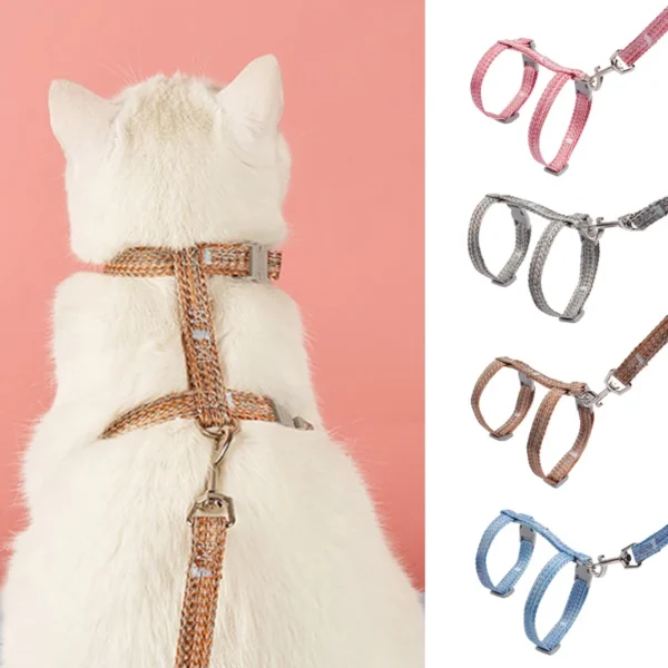 Pet Cat Adjustable Chest Strap Anti-escape Small Medium Dog Cat Harness Leash Set Breathable Reflective Chest Strap Pet Supplies - Image 3
