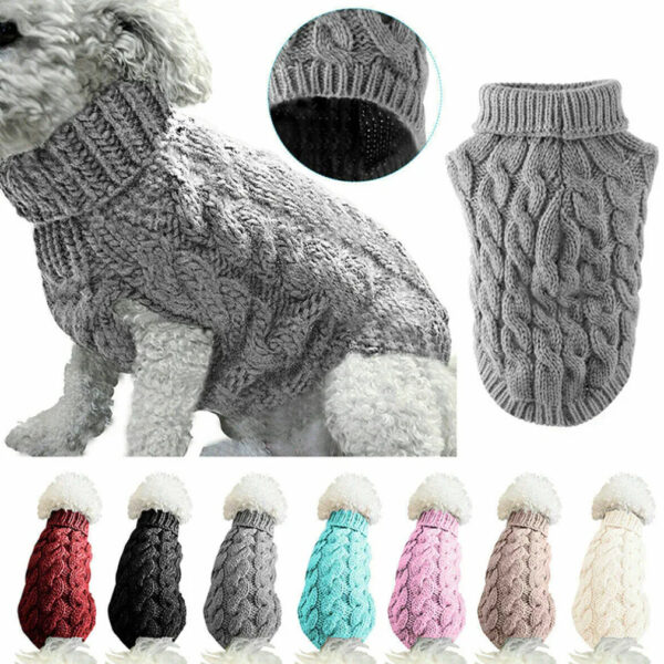 New Pet Small Pet Dog Clothes Sweater Fashion Autumn Winter Solid Fried Dough Twists Knitting Warm Comfort Clothing Wholesale - Image 2