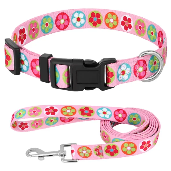 Nylon Cute Puppy Dog Collar Leash Set Adjustable Flower Cat Collars Walking Leashes For Small Medium Pets XS S M - Image 8