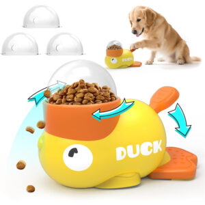 Interactive Puzzle Dog Toys Anti-slip Food Treat Dispenser Toy Cartoon Duck Mental Stimulation Slow Feeder for Dogs Anxiety