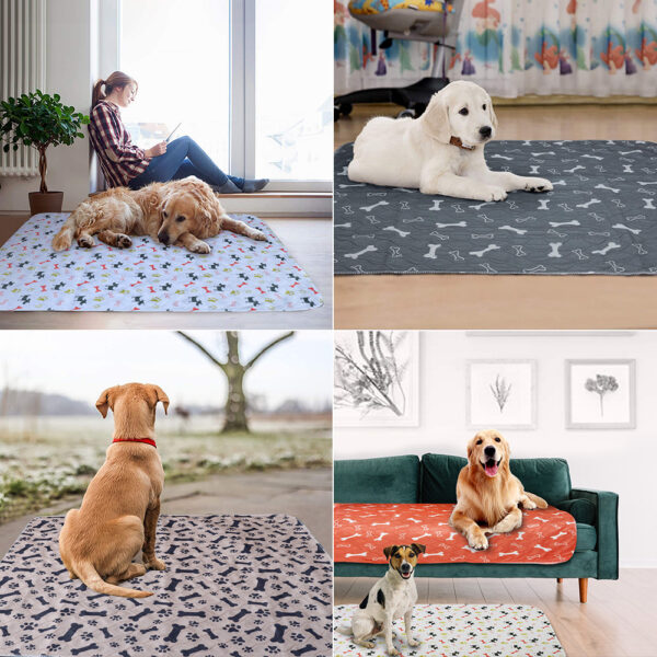 Waterproof Dog Pet Diaper Mat Reusable 3 Layer Absorbent Dog Bed Cat Diaper Pad Bone Paw Print Seat Cover Mat for Sofa Bed Floor - Image 2