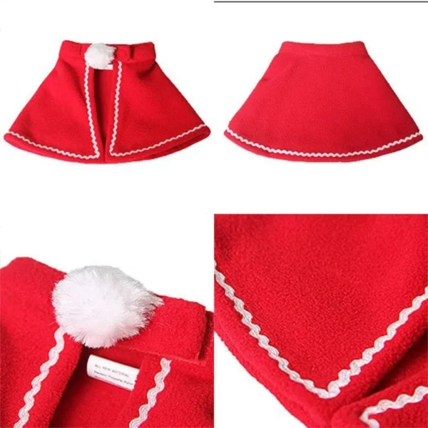 Christmas Cat Cloak Scarf Dog Pet Cosplay Costume Xmas Kitten Plush Santa Hat Funny Birthday Party Mantle Dress Up Apparel - Image 6