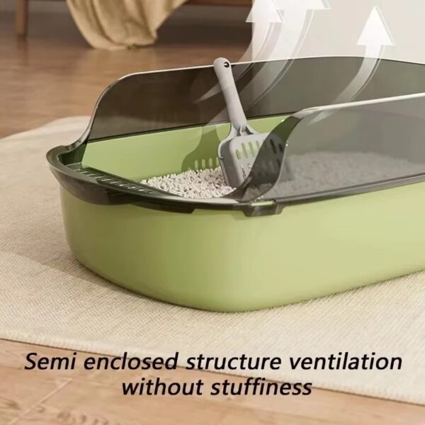 Cat Litter Box Large Capacity Semi-closed Plastic Anti-Splash Cats Toilet Bedpan Big Oversized Cat Tray Bedpan Cat Toilet Bowl - Image 2