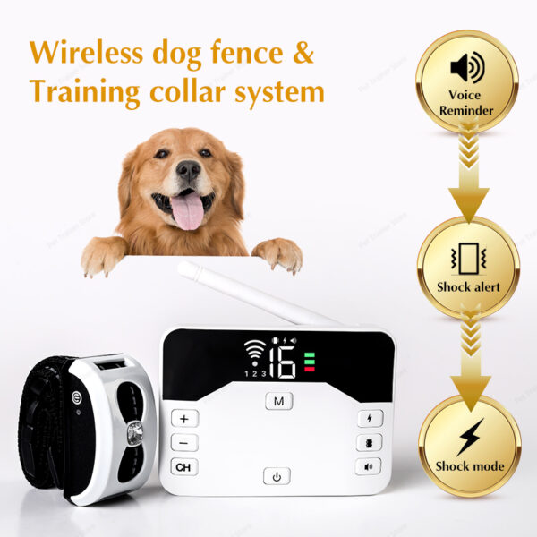 2 In 1 Electric Pet Wireless Fence Dog Training Collar Anti Runaway Up to 3 Dogs Outdoor Pet Containment Rechargeable System - Image 2