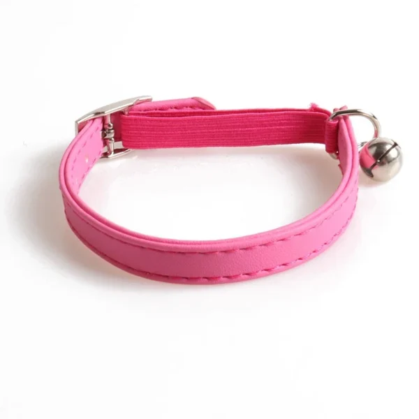 Macaron Color Cute Pet Cat Collar, Elastic Webbing Cat Collar Adjustable PU Color Small Collar with Bells for Puppies and Cats - Image 9