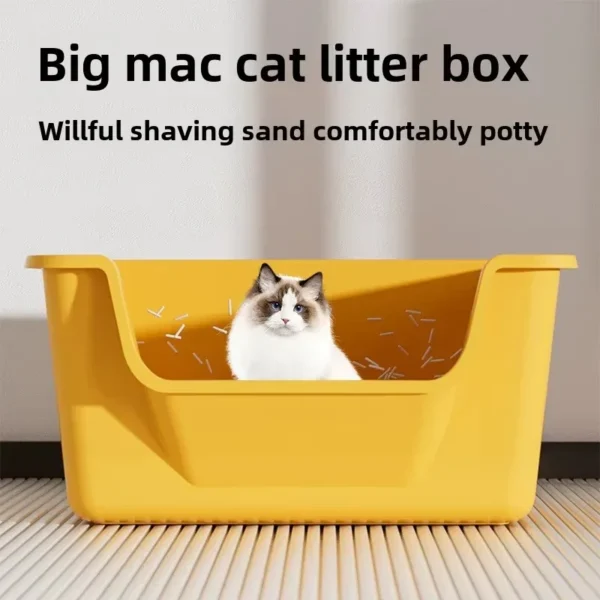 Cat Litter Box Large Capacity Semi-closed Anti-Splash Cats Toilet Bedpan Plastic Big Mac Oversized Cat Tray Bedpan Pet Supplies - Image 2