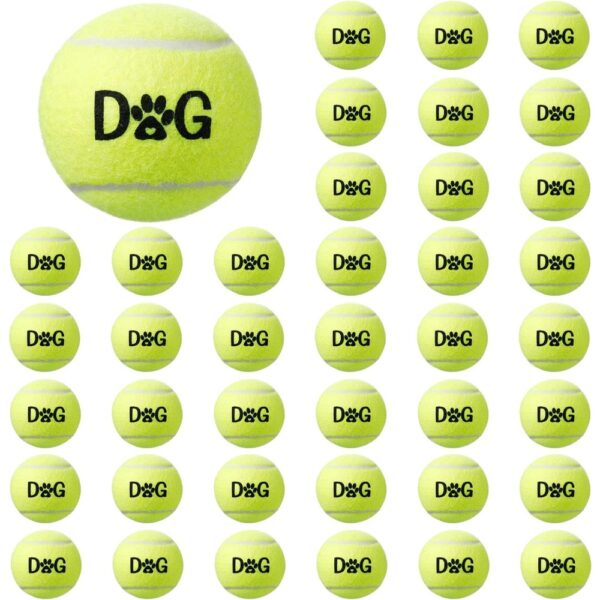 40 Pack Tennis Balls Dog Toys Bulk 2.5 Inch with Carry Bags, Easy Catching Interactive Fetch for Pet Puppy Small Medium Large Do