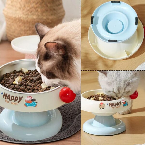 Cute Stainless Steel Pet Bowl Non-Slip Durable Cat Food Bowl Dog Bowl Protects Cervical Spine for Kittens And Dogs - Image 3
