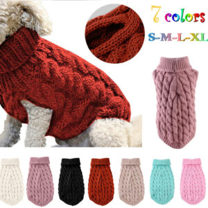 New Pet Small Pet Dog Clothes Sweater Fashion Autumn Winter Solid Fried Dough Twists Knitting Warm Comfort Clothing Wholesale