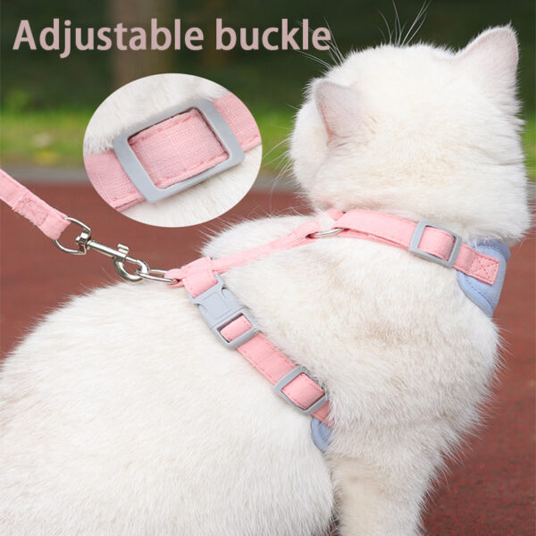 Cat Harness Leash Set Adjustable Puppy Harness Vest Escape Proof Kitten Chest Strap Chihuahua Pug Outdoor Walking Lead Leash - Image 3