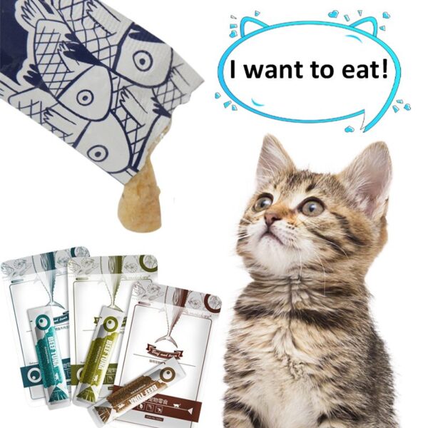 Cat Strips 13gX8PCS Wet Food Pet Cat Snacks Cod Tuna Beef Pet Food Cats Supplement Protein DHA Cat Sauce Make Hair Beautiful - Image 2