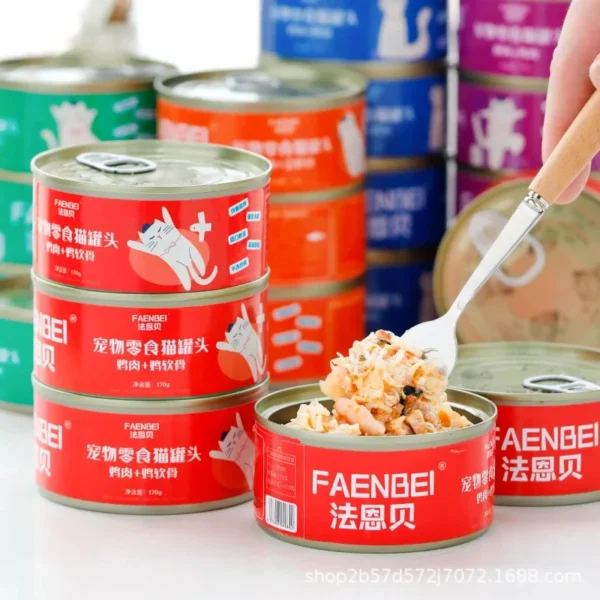 Canned cat white meat snack can cat snacks cat staple food young cat fat 170g cat wet food - Image 2