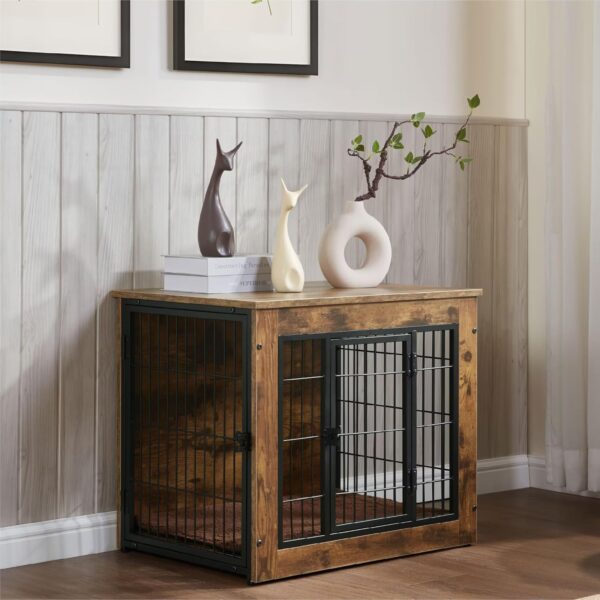 Dog Crate Furniture with Cushion, Wooden Dog Kennel Furniture, Dog Crates for Small/Medium Dogs - Image 8