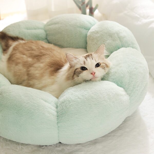 Pet Flower Nest Cat Neck Guard Plush Nest Cat Mat Universal Round Doghouse Cat Bed Cat Bed for All Seasons - Image 2