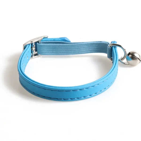 Macaron Color Cute Pet Cat Collar, Elastic Webbing Cat Collar Adjustable PU Color Small Collar with Bells for Puppies and Cats - Image 8