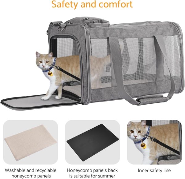 Airline Approved Pet Carrier for Cats Dogs Soft Travel Bag with Breathable Honeycomb Board,Removable Support Board for Vet - Image 5
