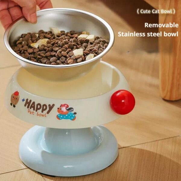 Cute Stainless Steel Pet Bowl Non-Slip Durable Cat Food Bowl Dog Bowl Protects Cervical Spine for Kittens And Dogs - Image 2