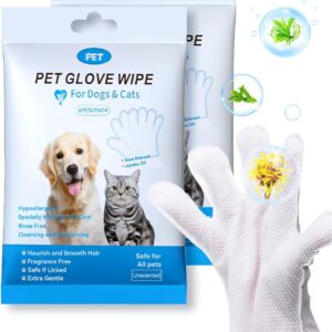 Cleaning Wipes Gloves for Dog and Cat,Pet Bathing Wipes Cleaning & Deodorizing,Dog Wipes for Body Paws Butt Daily Care,Cat Groom
