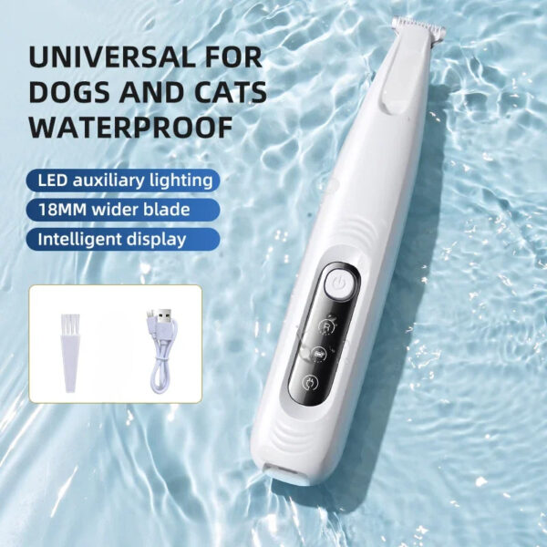 Type C Dog Paw Trimmer with LED Light Waterproof Pet Hair Trimmer with LED Display Dog Clippers for Grooming 18mm Widen Blade - Image 3