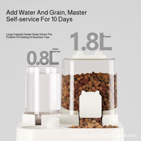Automatic Dog Cat Feeder and Water Dispenser Gravity Food Feeder and Waterer Set with Pet Food Bowl Universal Pet Products - Image 6