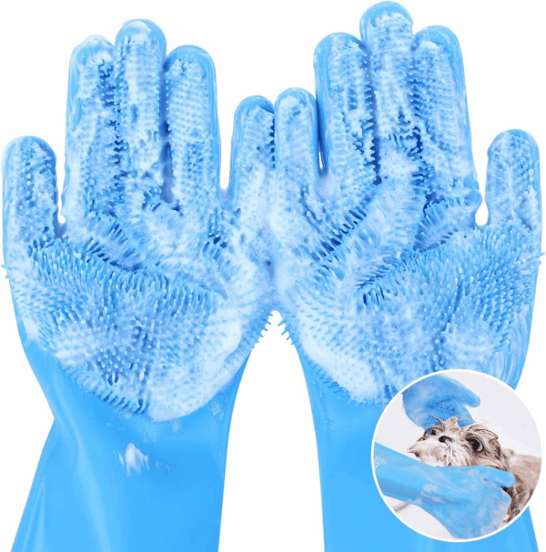 Pet Grooming Gloves Dog Cat Bathing Cleaning Glove Shampoo Scrubber Clean Soft Silicone Hair Removal Glove Hand Skin Protection - Image 2