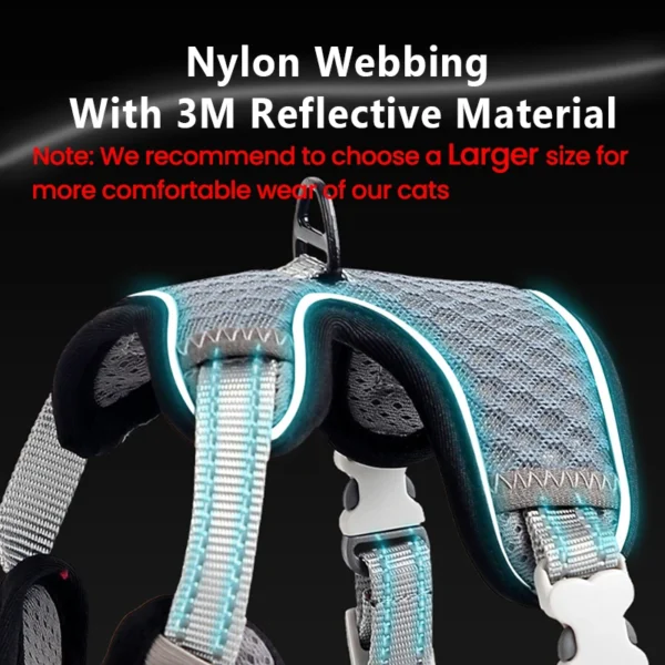 ATUBAN Cat Harness and Leash for Walking, Small Cat Harness Escape Proof Cat Harness Large, Adjustable Cat Harness Reflective - Image 2