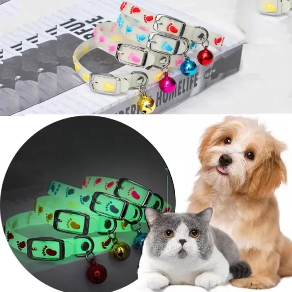 Pet Fluorescent Luminous Silicone Footprint Collar Cat Dog Luminous Collar Night Puppy Kitten Outdoor Anti-loss Pet Supplies - Image 2