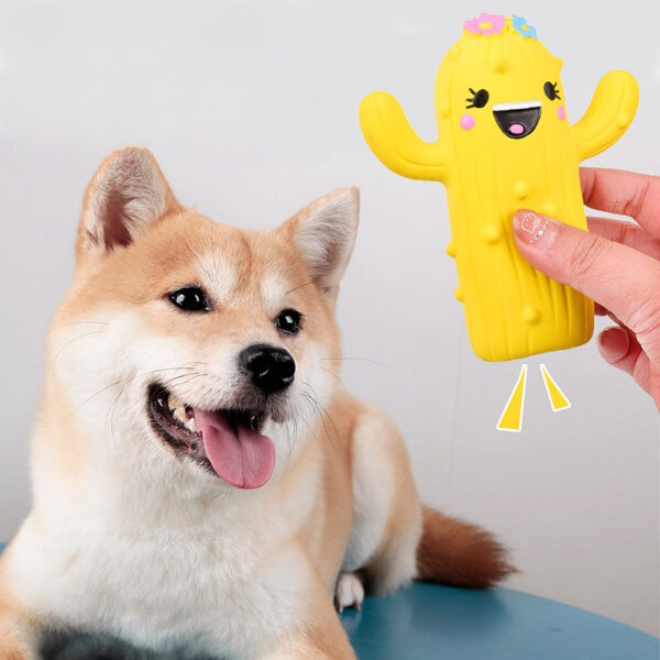 Cute Cactus Squeaky Pet Dog Interactive Chew Toy Puppy Bite Resistant Thorn Tooth Cleaning Toy Molar Chew Toys for Dogs Supplies - Image 3