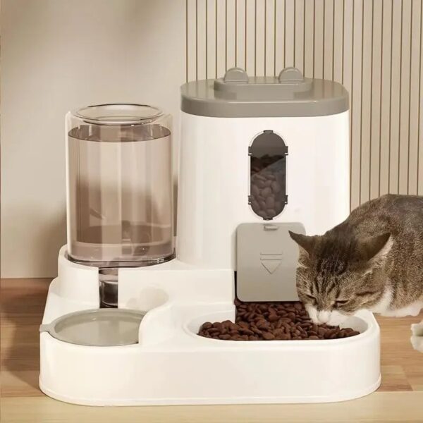 Automatic Dog Cat Feeder and Water Dispenser Gravity Food Feeder and Waterer Set with Pet Food Bowl Universal Pet Products