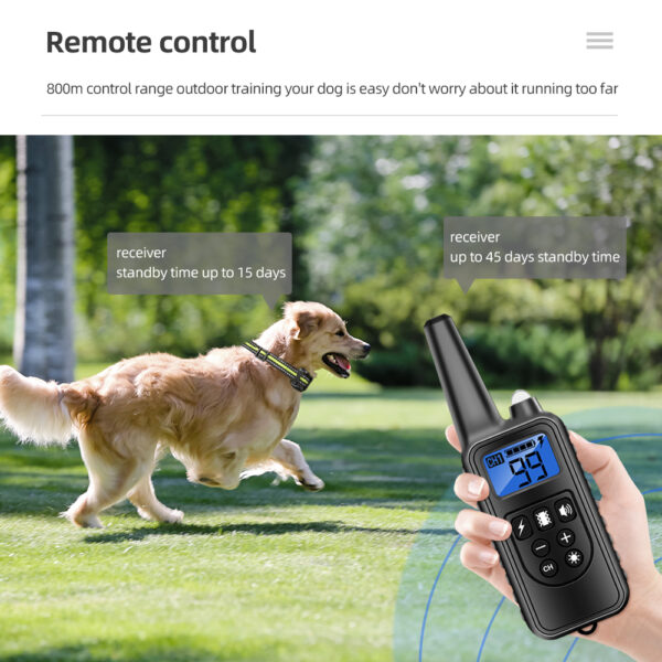 800m Dog Training Collar Remote Electronic Shock Training Collars Rechargeable Waterproof Stop Barking Dog Training Nylon rope - Image 3