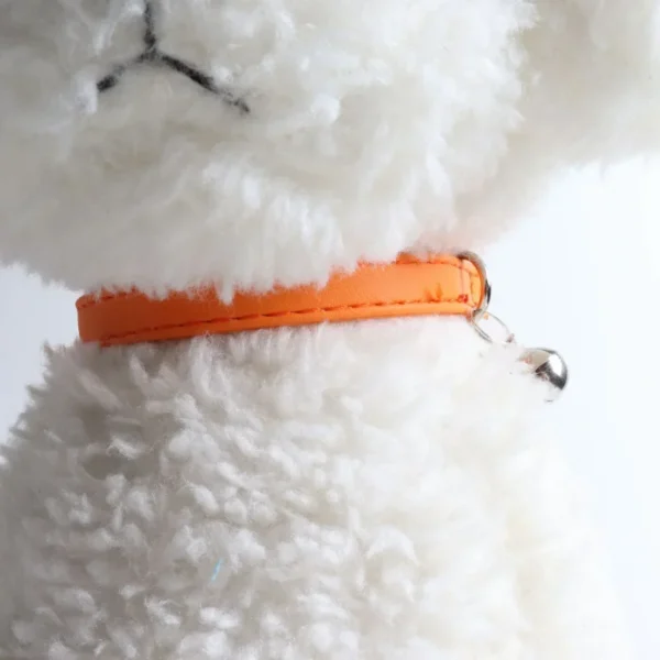 Macaron Color Cute Pet Cat Collar, Elastic Webbing Cat Collar Adjustable PU Color Small Collar with Bells for Puppies and Cats - Image 3