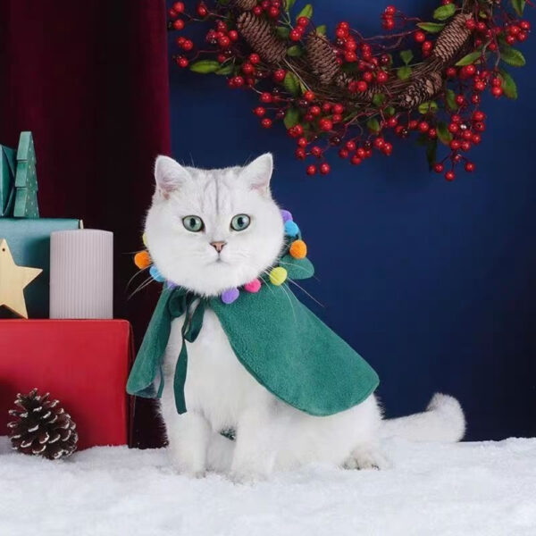 Christmas Cat Cloak Cute Pet Costumes Green Puppy Hoodie Coat for Festival Set Dress Up Pet Parties Clothes Pet  Accessories - Image 2