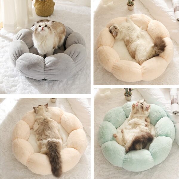 Pet Flower Nest Cat Neck Guard Plush Nest Cat Mat Universal Round Doghouse Cat Bed Cat Bed for All Seasons - Image 3